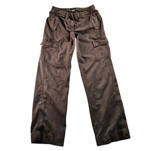J.CREW Cargo Pants Womens 6 Brown Utility Pockets Roll Tab Cuff Drawstring Waist